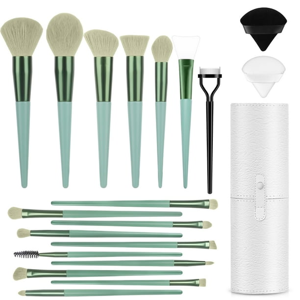 Set de brochas de maquillaje LUXBRU, 20 unidades, con mezcla de base verde