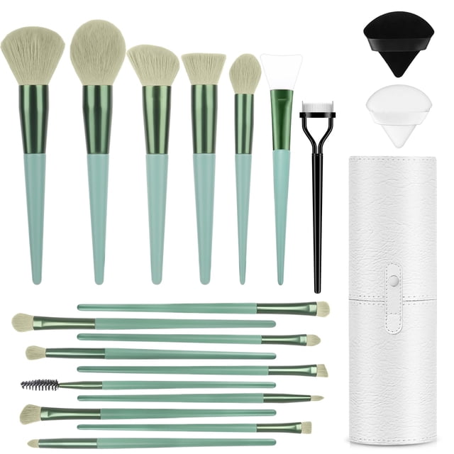 Set de brochas de maquillaje LUXBRU, 20 unidades, con mezcla de base verde