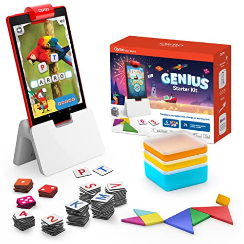 Osmo - Genius Starter Kit for Fire Tablet-5 Educational Learning Games-Ages 6-10-Spelling, Math & Creativity-STEM Toy Gifts-Boy & Girl-Ages 6 7 8 9 10(Osmo Fire Tablet Base Include
