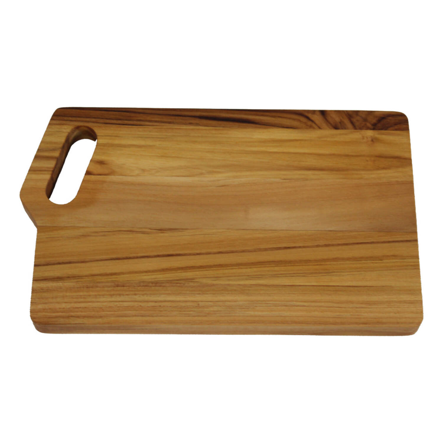 EcoDecors 10x6 Teak Edge Grain Cutting Board with Juice Groove  Handle