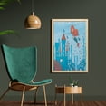 thumbnail image 2 of Mermaid Wall Art with Frame, Art of Little Girl Under the Sea in Corals Castle and Little Fish Print, Printed Fabric Poster for Bathroom Living Room, 23" x 35", Teal Orange, by Ambesonne, 2 of 2