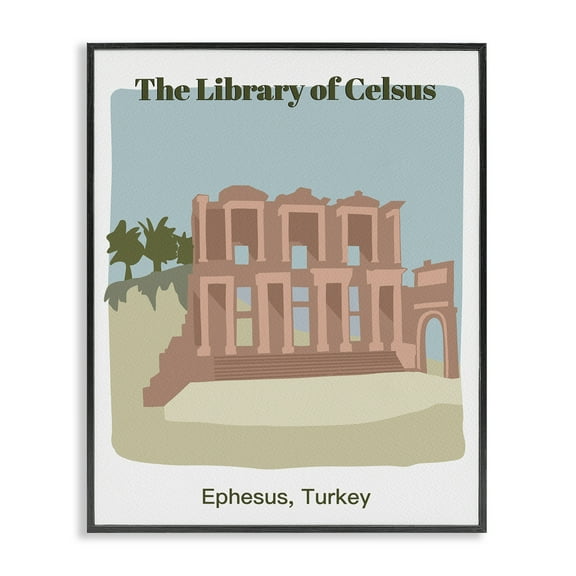 Stupell Industries Library Of Celcus Architecture Town & City Painting Black Framed Art Print Wall Art, 11 x 14