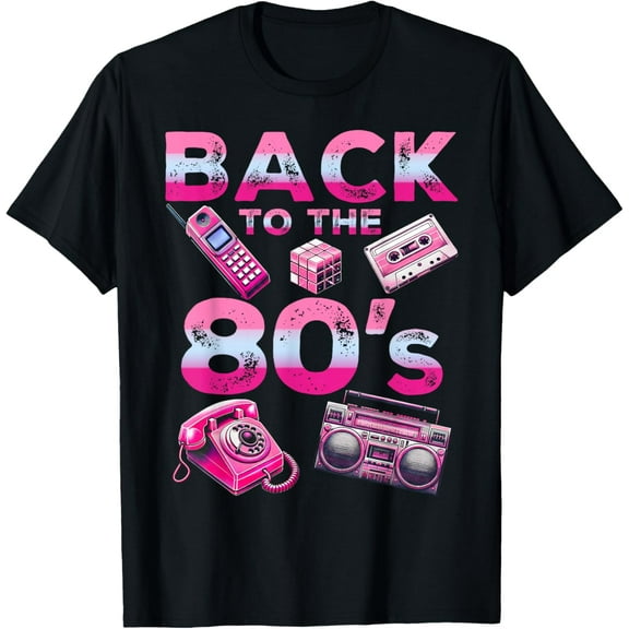 Back To 80's 1980s Vintage Style Eighties Retro Party T-Shirt men and women can wear, black, white, gifts