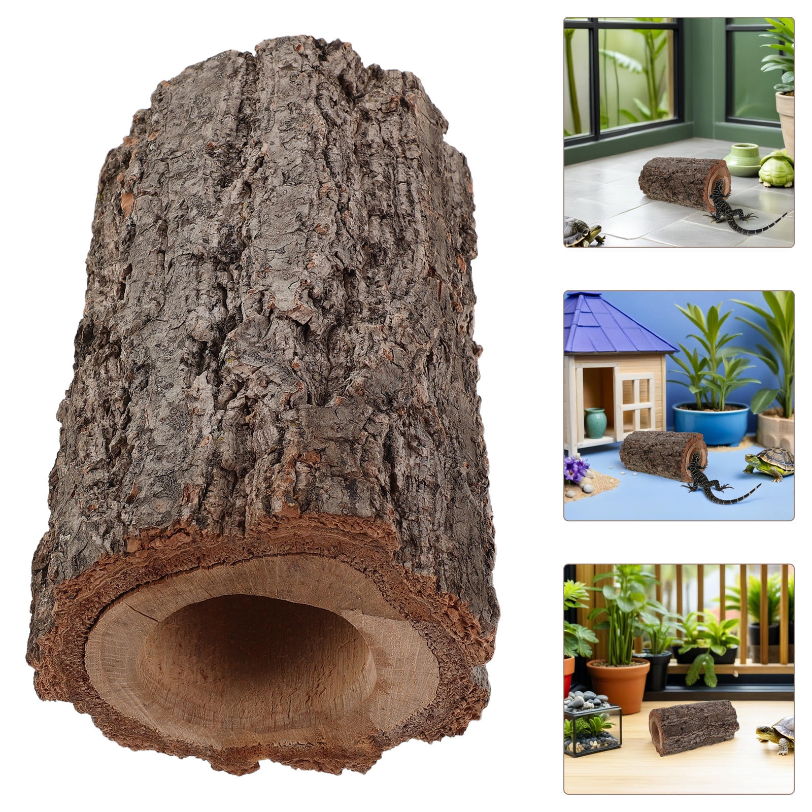 HOOWIFFY Natural Tree Trunk Reptile Hide Cave Shelter for Turtle Gecko Snake and Tortoise Terrariums