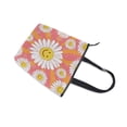 thumbnail image 4 of Zipper canvas bag large capacity large size practical handbag durable Canvas with leather material Smiley Face on Orange Background, 4 of 7