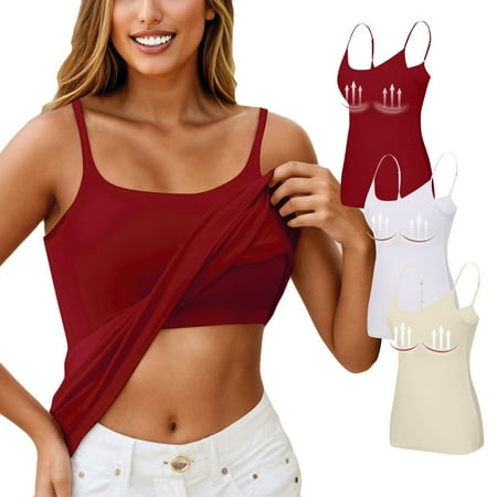 Nokdvo 3PC Yoga Racerback Tank Top for Women with Built in Bra Women s Padded Sports Bra Fitness Workout Running Shirts 2XL