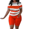 thumbnail image 2 of Two Piece Shorts Set for Women Plus Size Summer Stripe Airport Travel Outfits Casual Top and Shorts Sets Matching Clothing Vacation Outfits, 2 of 4