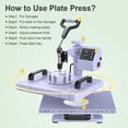 thumbnail image 3 of PNKKODW 12''x15'' Heat Press, 5-in-1 Digital Shirt Press Machine Heat Transfer Sublimation with 11oz Tumbler Press, Teflon-Coated Heat Plate, 360° Swing Away for Mugs Hat Plate Cap DIY, Lavender, 3 of 9