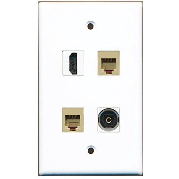 RiteAV - 1 Port HDMI 2 Port Phone RJ11 RJ12 Beige 1 Port Toslink Wall Plate