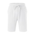 thumbnail image 4 of Meichang Men's Linen Shorts Casual Summer Beach Shorts Elastic Waist Drawstring Vacation Shorts Big and Tall Golf Shorts with Pockets, 4 of 6