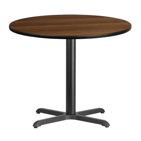 Flash Furniture 36'' Round Walnut Laminate Table Top with 30'' x 30'' Table Height Base