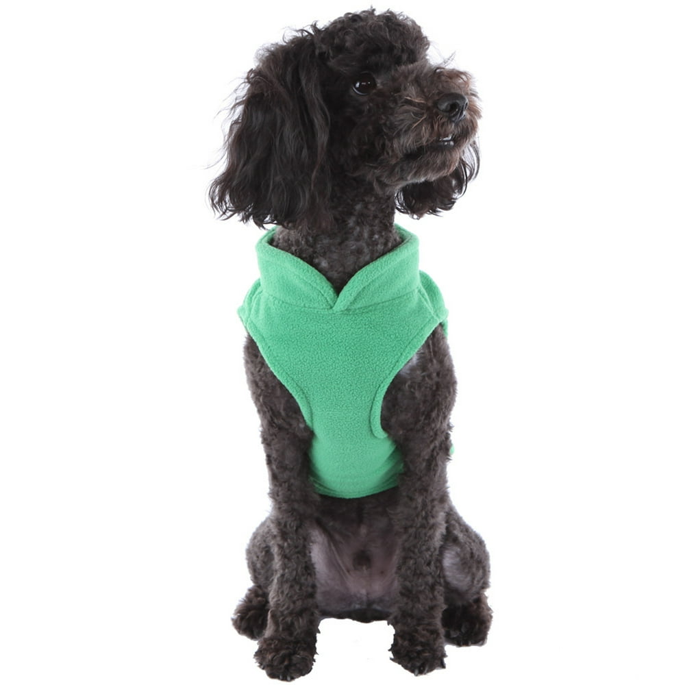 Solid Fleece Vest Soft Dog Sweater Harness with ORing, Green, XL