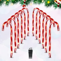25" Christmas Candy Cane Lights, 72LED Outdoor Pathway Markers Lights Christmas Decor with Stakes, 12 pack,