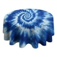 thumbnail image 4 of Blue White Tie Dye Spiral Pattern Round Tablecloth 60"x60",Wrinkle Wipeable Table Cloth for Kitchen Dining Room Picnic Patio Party, 4 of 6