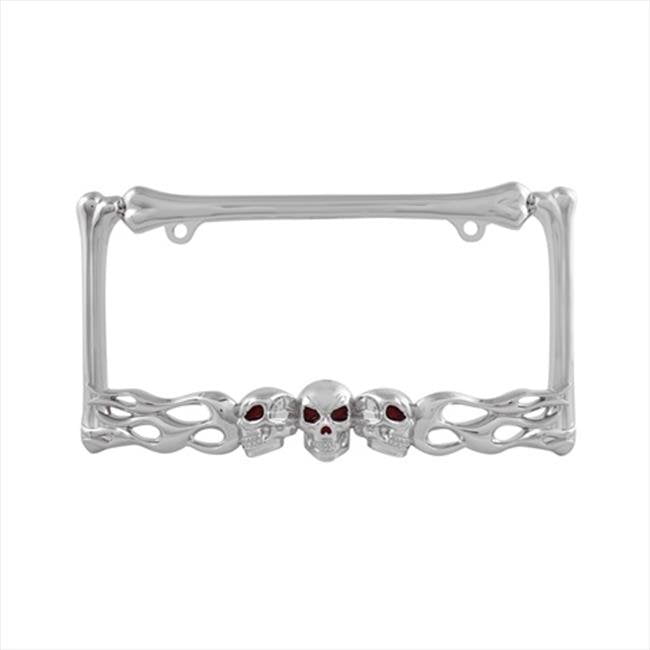 Pilot Automotive WL263C Chrome Skull and Flame License Plate Frame