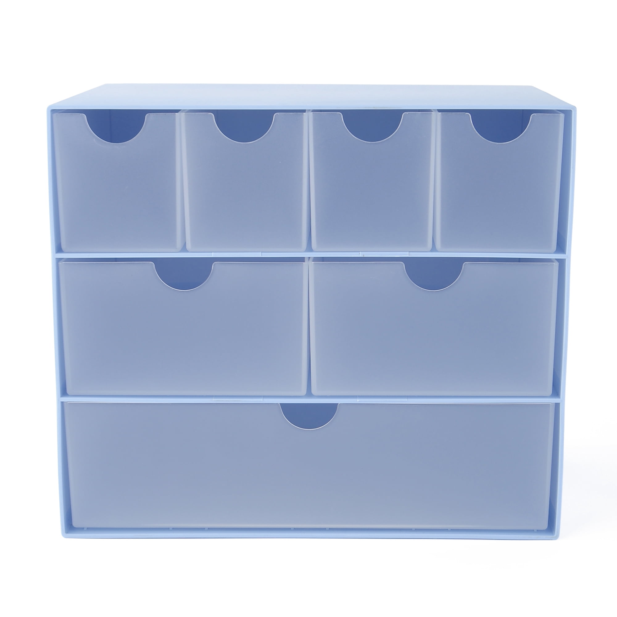 Pen+Gear Plastic 7-Drawer Desk Organizer and Storage Box, Blue