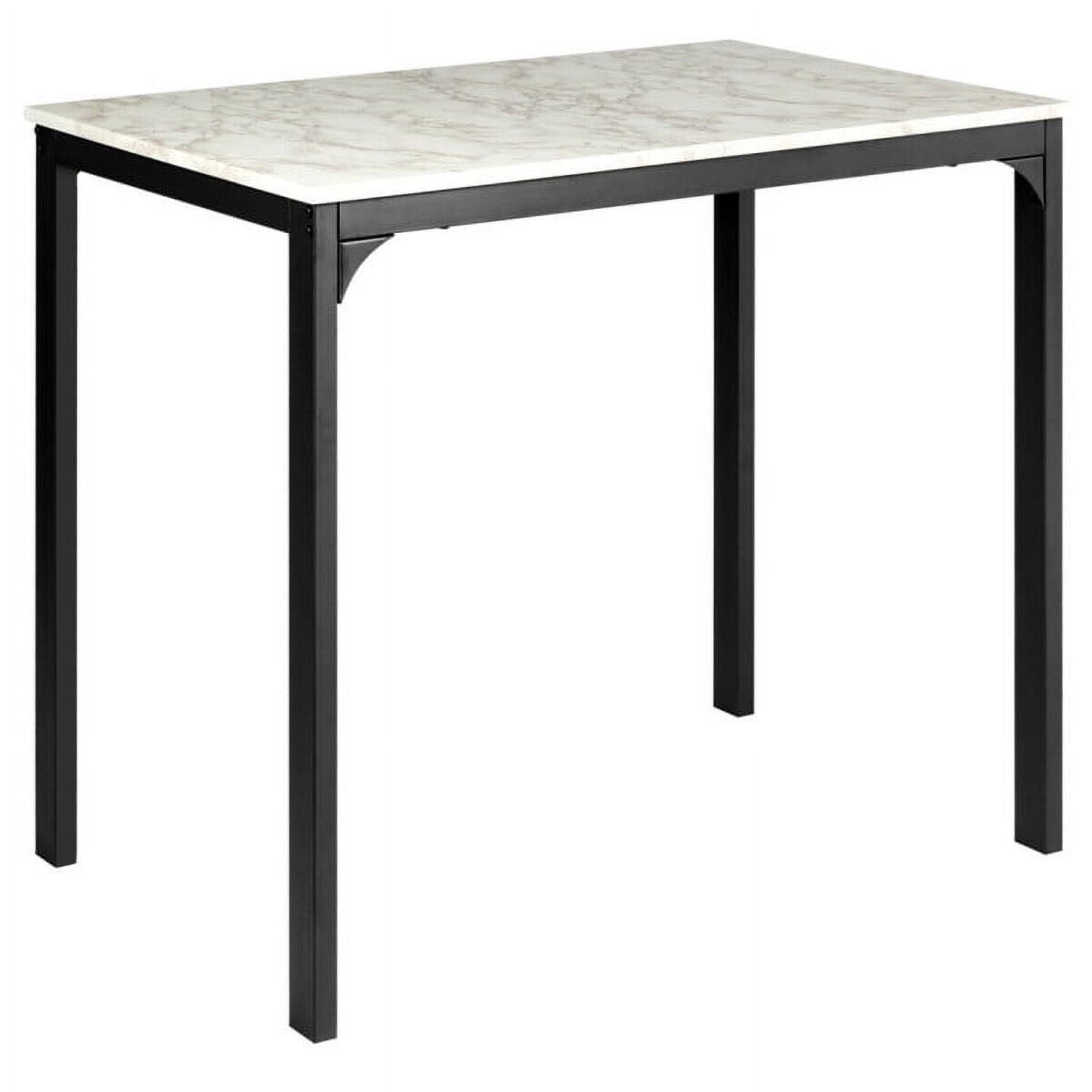 Finihen Dining Set, Dining Table Set, 3 Piece Counter Height Dining Set Faux Marble Table, for Home, Restaurant, Faux Marble, White Finihen Dining Set, Dining Table Set, 3 Piece Counter Height Dining Set Faux Marble Table, for Home, Restaurant, Faux Marble, White