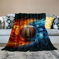 thumbnail image 2 of COMIO Fire &amp; Ice Football Throw Blanket for Football Lovers, Super Soft Cozy Blanket for Couch, Lightweight Warm Plush Blanket Decorative Fuzzy Throws (Fire &amp; Ice Football), 2 of 6