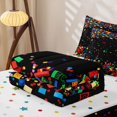 thumbnail image 5 of Erosebridal Multicolor Brick Zipper Twin Comforter Sets with Fitted Sheet and 2 Pillowcases,Cartoon Plaid Toy Print Zipper Bedding Set For Boys,Polkadot Reversible,4pcs, 5 of 7