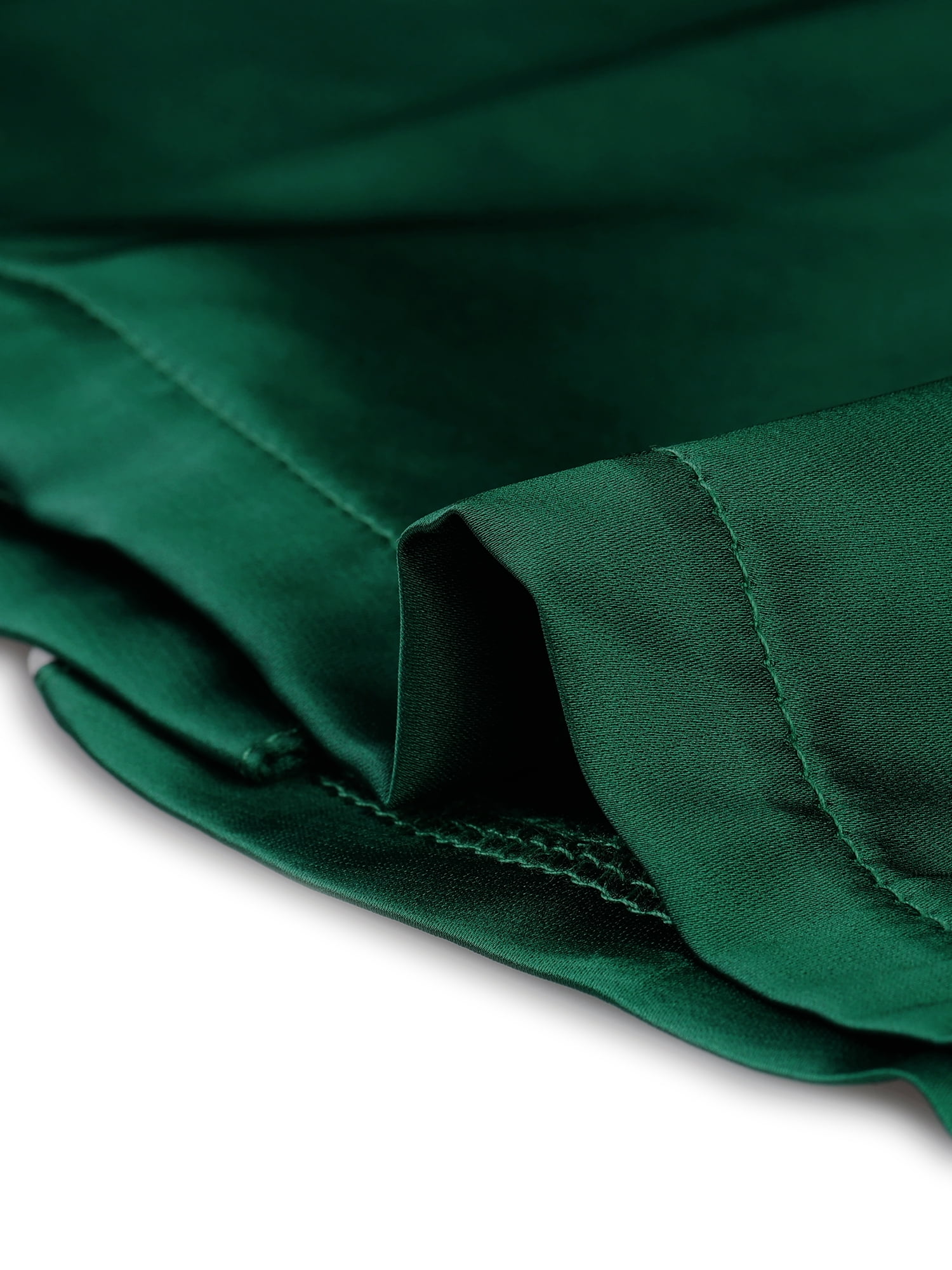 Unique Bargains Women's Pajama Short Sleeves Button Down Top and Shorts Satin Sets XS Green