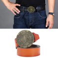 thumbnail image 1 of Correa de Cinturón de material cuero Occidental Biker Gothic Azteca Hebilla de Cinturón Accesorio - marrón Colco Western Cowboy Belt, 1 of 8