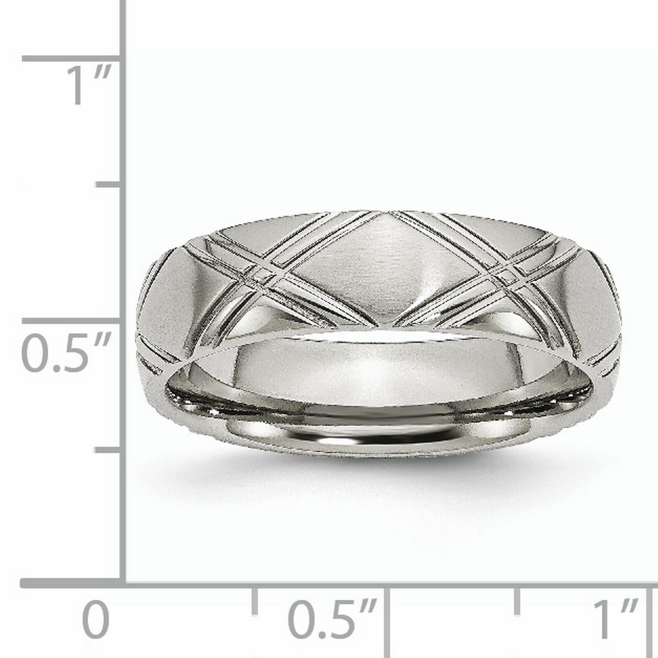 Primal Steel Stainless Steel Brushed and Criss Cross Design 6mm Band