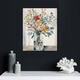 thumbnail image 4 of Creowell Abstract Flower Wooden Wall Art: Gray Blue Floral Blossom Picture Rustic Botanical Prints Framed for Bathroom 16x20 in/12x16 in, 4 of 4