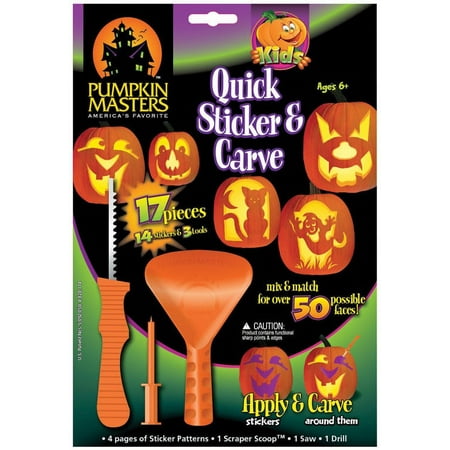 Pumpkin Masters 65505 Quick Sticker/Carving Kit, 17 Pieces