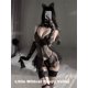 thumbnail image 3 of Black Demon Cos disfraces de Halloween Anime Lolita Maid vestido de fiesta de belleza con espalda de malla, camisones Sexy, trajes de mucama Halter para niña y gato, 3 of 4