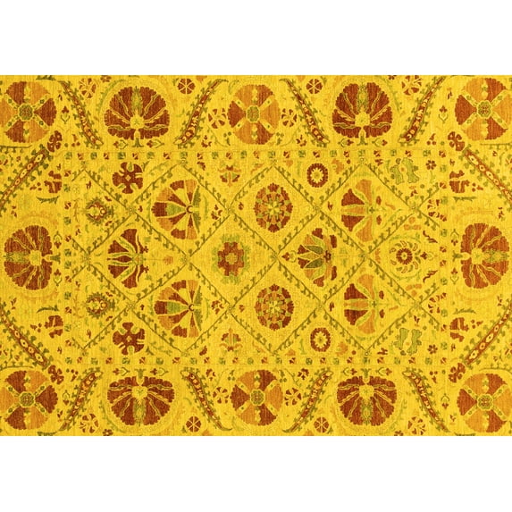 Ahgly Company Indoor Rectangle Abstract Yellow Modern Area Rugs, 3' x 5'