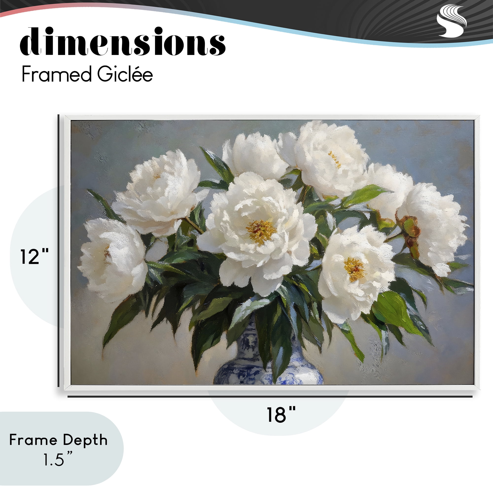 Stupell Industries In Full Bloom White Peonies White Framed Giclee Art, design by Petal Prints Design
