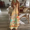 thumbnail image 2 of Enjoytime Womens Summer Maxi Dresses Summer Boho Flower Printed V Neck Spaghetti Strap Dresses Sleeveless V Neck Flowy Beach Seaside Birthday Dresses For Women, 2 of 5