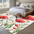 thumbnail image 4 of 8'x10' Area Rugs, Red Spring Floral Indoor Outdoor Area Rug for Living Room Bedroom, Pastoral Butterfly Botanical Summer Washable Bathroom Rugs Kitchen Floor Carpet Mats Home Decor Aesthetic, 4 of 8