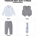 thumbnail image 4 of SANMIO Toddler Boy Suit Baby Boy Church Clothes Formal Dress Baptism Outfit Sets Shirt+Tie+Vest+Pants Kids Tuxedo 1-5T Boys Wedding Clothes, 4 of 7