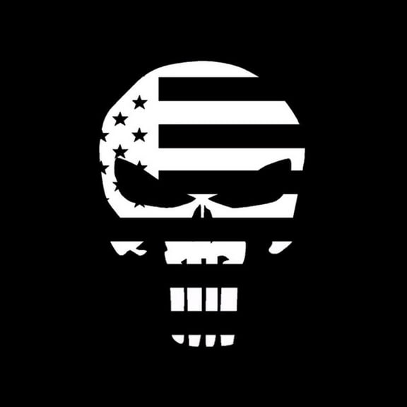 Punisher Skull Flag Vinyl Decal Sticker | Cars Trucks Vans Walls Laptops Cups | White | 5.5 inches | KCD1009