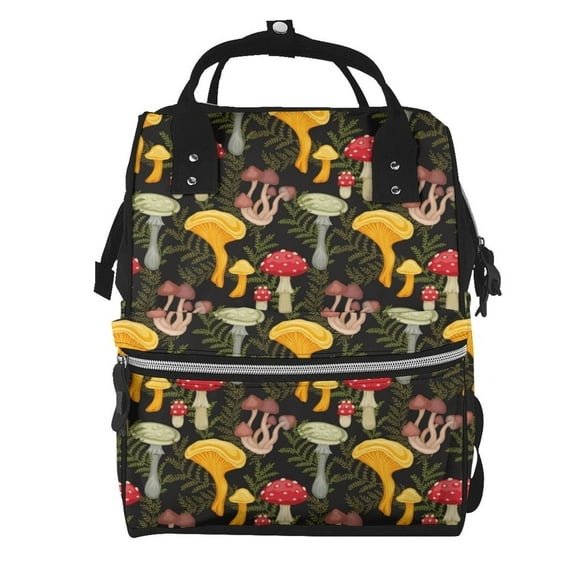 Easygdp Mushrooms And Fern Stems para Bolsa de Bebé de Gran Capacidad con Múltiples Bolsillos, Bolsa de Pañales para Padres, Bolsa de Viaje Organizada y Elegante