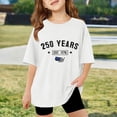 thumbnail image 3 of 250 Anniversary Usa Shirt Summer Tops Graphic Tees for Girls and Boys Stylish Printed Short Sleeve Round Neck Comfortable Casual Daily Everyday Wear White, 3 of 5