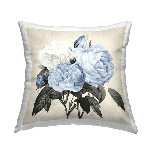 Stupell Industries Blue Roses Bouquet Decorative Printed Throw Pillow, 18 x 18