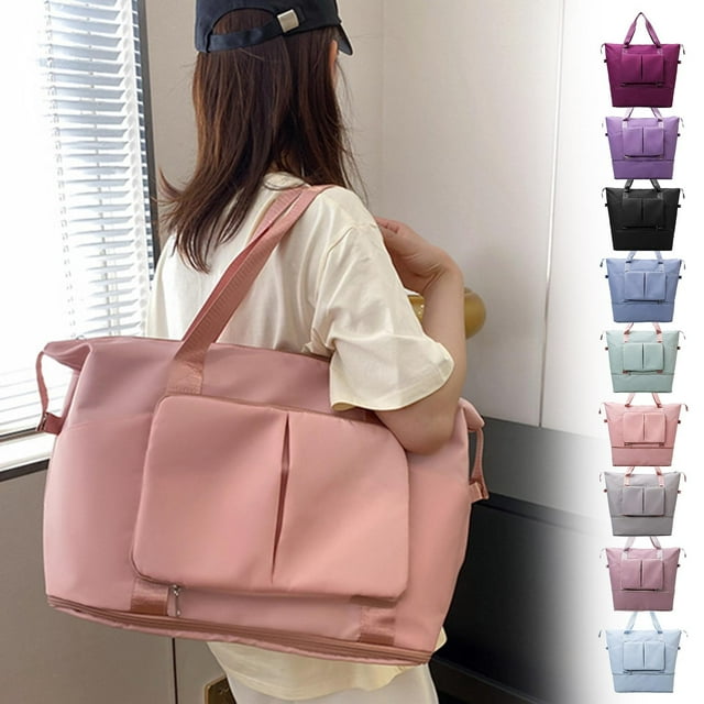 Fiudx Bolso Bandolera de Nailon, Diseño de Gran Capacidad, Múltiples Compartimentos para Viajes Organizados, Separación de Ropa Húmeda y Seca, Bolsa de Viaje Plegable, Esencial para Viajes Cortos, 45