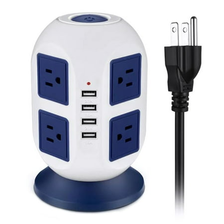 

Walmeck Tower Surge Protector with Surge Protector 8 AC Outlets 4 USB Port Power Strip Tower Long Extension Cord Multi Plug Charging Tower for Multiple Devices Desktop Power Station for Home Office