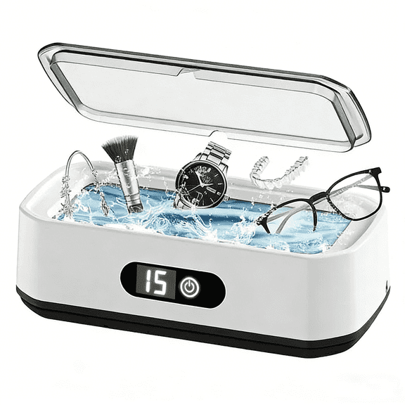 XEENSO Ultrasonic Jewelry Cleaner Denture Glass Watch Ring Bath Tank Cleaning Machine 49KHz 5 Modes Digital Timer