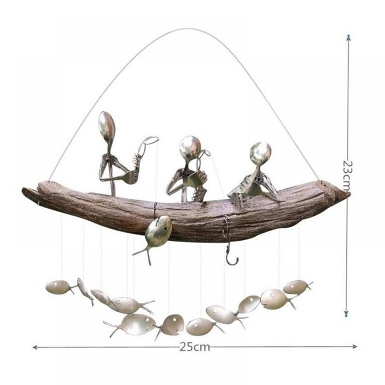 Wind Chime, Funny Fishing Man Sculptures Home Living Room Bedroom Window  Garden Wall Hanging Ornament Decoration
