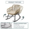 thumbnail image 3 of FURNITURE ONE 3-Piece Patio Conversation Bistro Set, Outdoor Wicker Rocking Chair Set Furniture with Round Tempered Glass Top Table & 2 Rattan Armchairs for Garden, or Backyard, 3 of 5