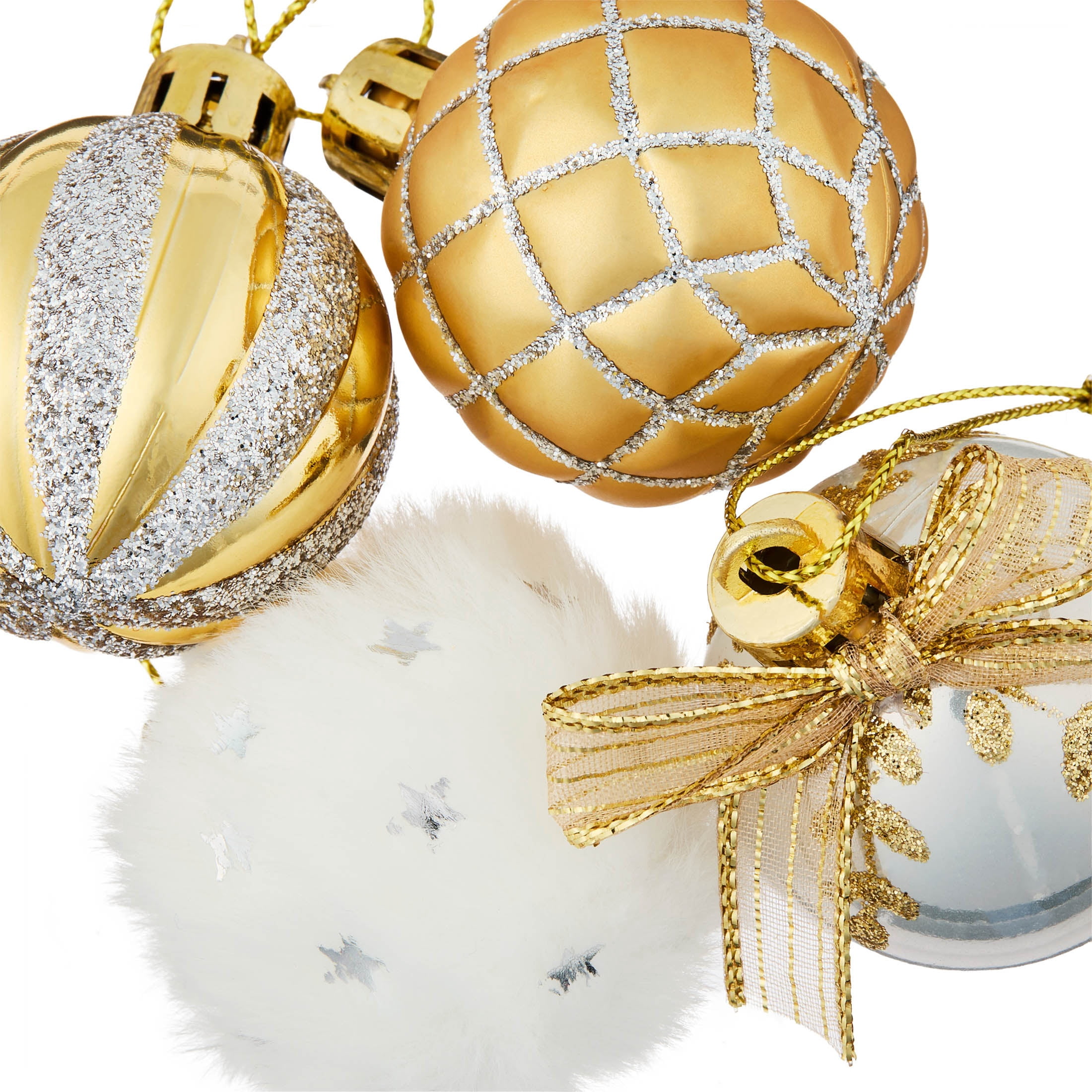 12-Count Gold/Silver/White Ball Mini Christmas Ornaments, 1.8", by Holiday Time
