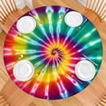 thumbnail image 2 of Rainbow Tie Dye Mandala Pattern Round Fitted Tablecloth with Elastic Edge,Dining Table Cover Waterproof,Outdoor Round Tablecloth for Camping,Dining,Indoor and Outdoor, 2 of 7