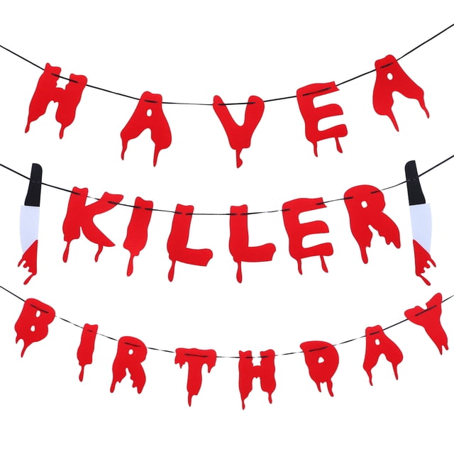 1 juego de pancartas para fiesta de cumpleaños con temática de terror de Halloween.