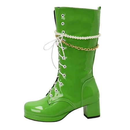 GHSOHS Cowboy Boots for Women Knee High Boots Womens Dress Shoes Pearl Beaded Tassel Heel High Heel Big Size Leather Boots Mid Calf Boots Comfort Rain Boots Dress Shoes Shoes Slouch Boots Size 41