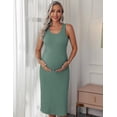 thumbnail image 4 of Ekouaer Women's Maternity Dress Rib Knit Sleeveless Tank Side Slit Bodycon Dresses Pregnancy Clothes S-XXL, 4 of 5