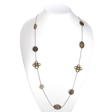 - TAZZA WOMEN'S GOLD OXIDIZED ANTIQUE LOOK VINTAGE BOHO CHARMS NECKLACE