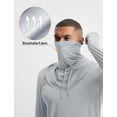 thumbnail image 2 of BALEAF Men's Sun Hoodies UPF 50+ Separate Hood with Face Mask Long Sleeve Fishing Shirts UV Protection Rash Guard Light Gray L, 2 of 7